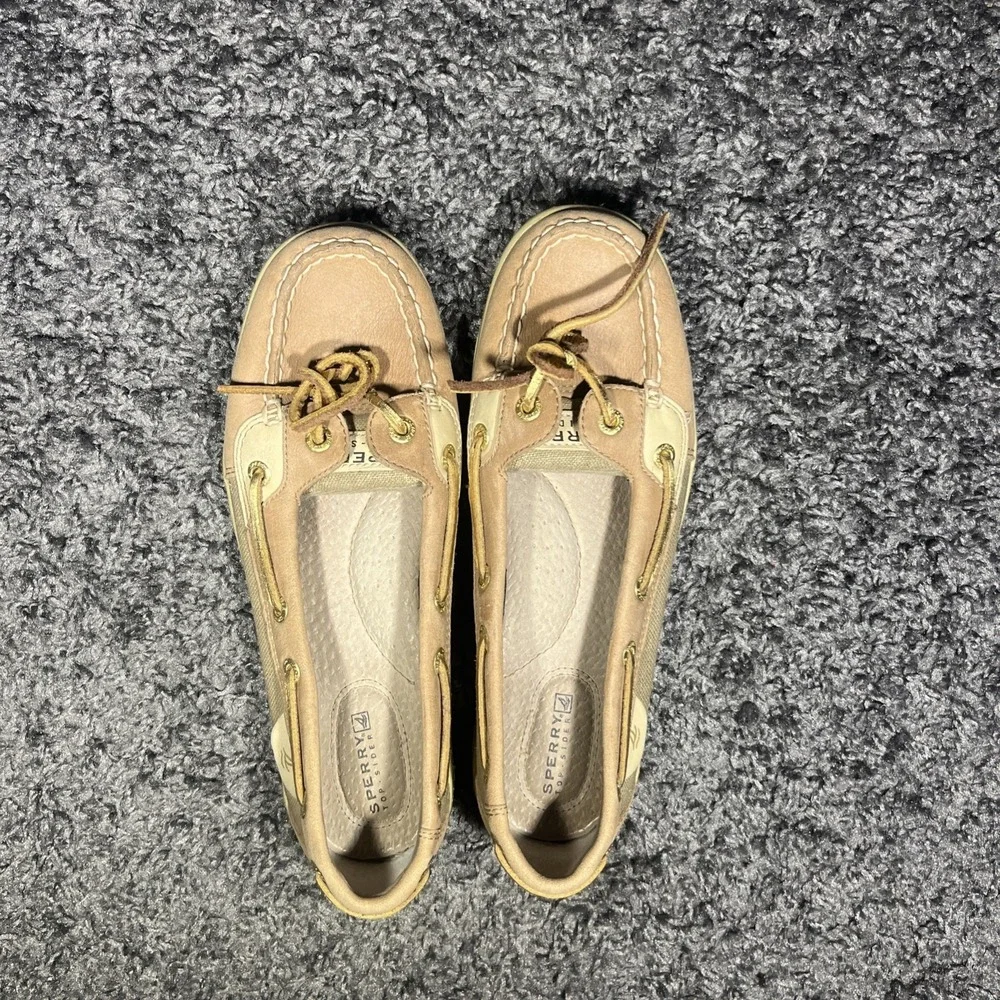 SPERRY TOP-SIDER 7.5 ‎ Boat Deck Tan/Gold Glitter Womens